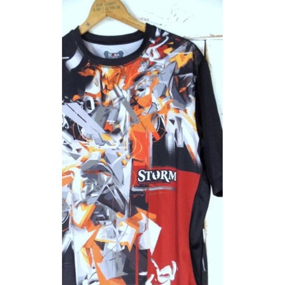 Vintage 90s black/orange/grey Storm Kimonos athletic performance tshirt - Picture 7 of 7